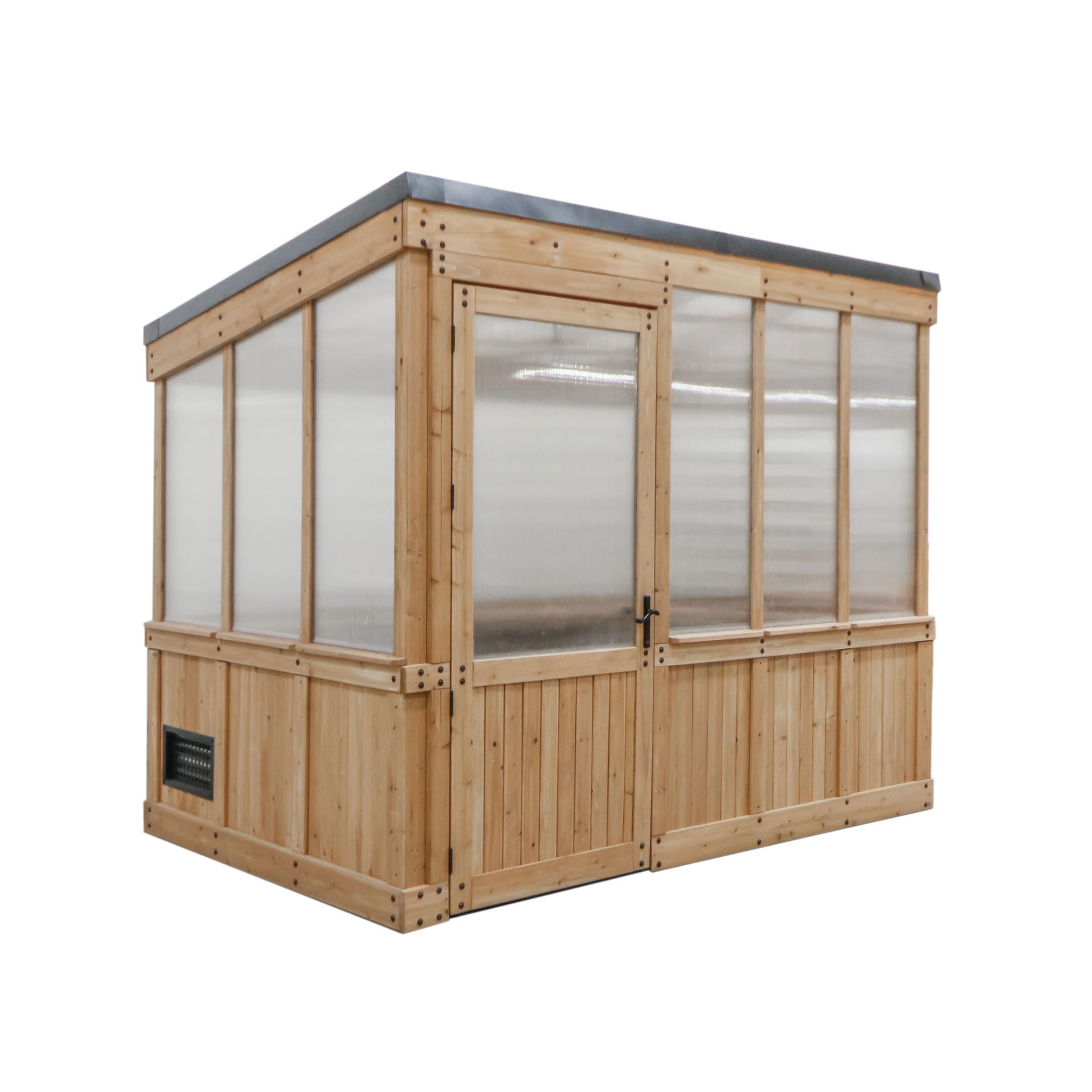 Backyard Discovery Willow 9x6 Cedar Wood Walk-in Garden Greenhouse with Exhaust Fan & PowerPort